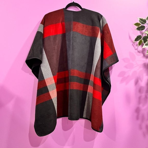 DOT DASH Reversible Poncho Cape Fleece Wrap - Picture 2 of 3